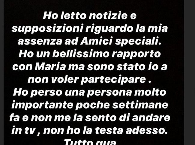 Amici Speciali, il no di Enrico Nigiotti: ‘Sono stato io a non voler partecipare’