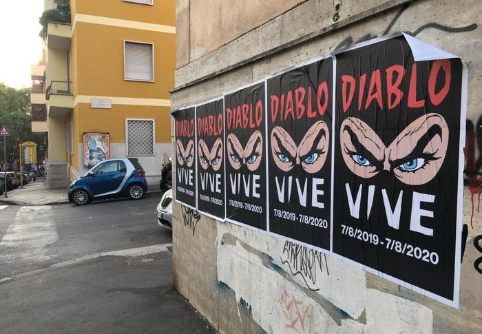 Un anno fa la morte Piscitelli,manifesti con Diabolik a Roma